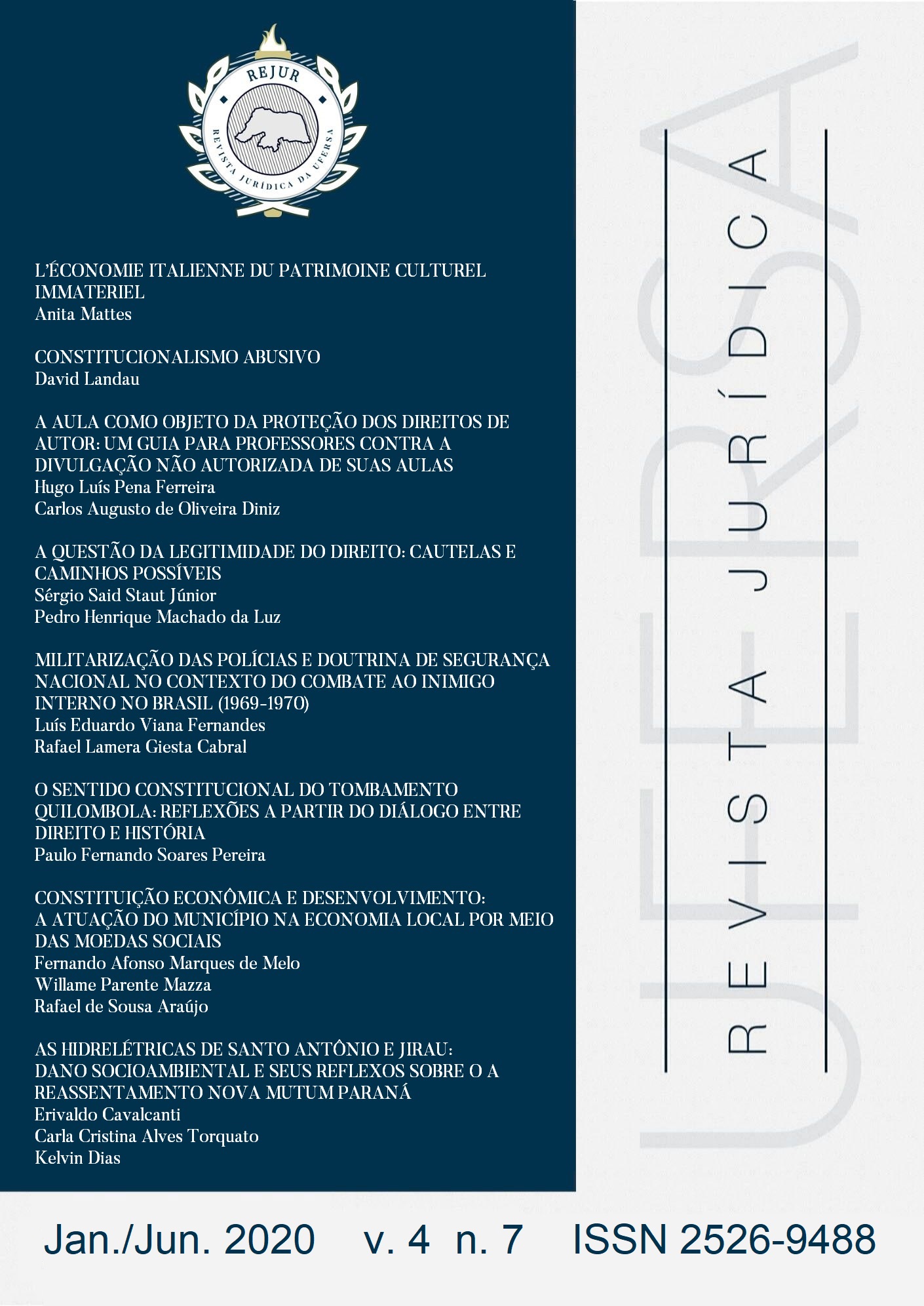 					Visualizar v. 4 n. 7 (2020): Revista Jurídica da UFERSA
				