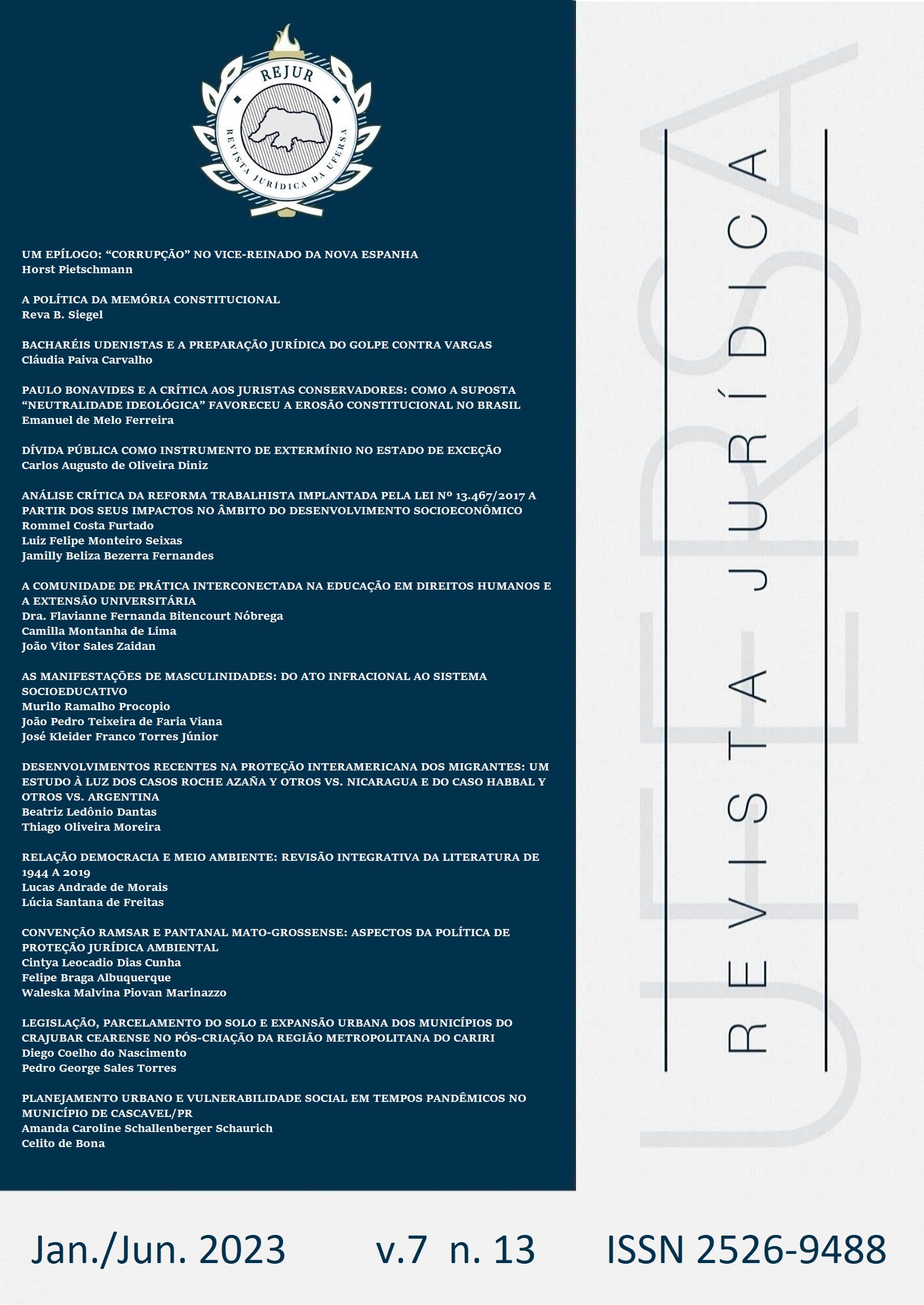 					Visualizar v. 7 n. 13 (2023): Revista Jurídica da UFERSA
				